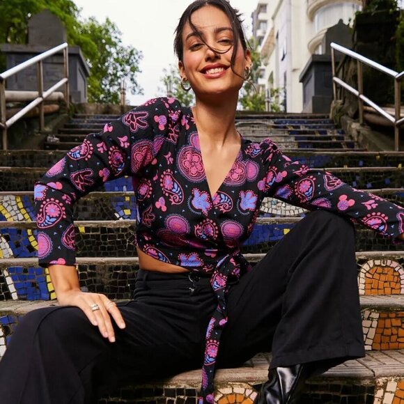 The Souled Store Tops - NWT Souled Store Disney Whimsigoth Boho Paisley Crop Top Indie Hippie  Small